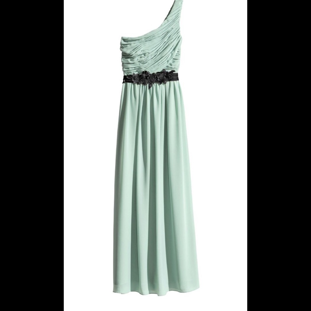 NWT H&M Mint green One Shoulder Long formal event dress Size 4